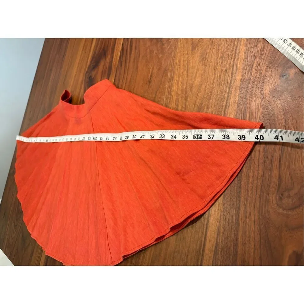 Sezane Editions Women's Orange Pleated Mini A-Line Skirt Size 34/2 NWT